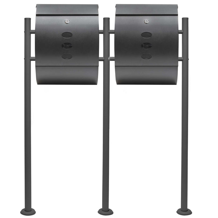Set Cassetta postale doppia autoportante V18 antracite con telaio di supporto
