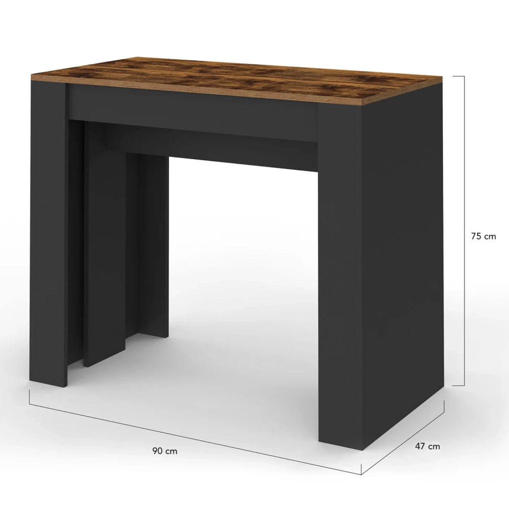 IDMarket - Consolle allungabile ORLANDO, 10 posti, 235 cm, legno effetto invecchiato e nero
