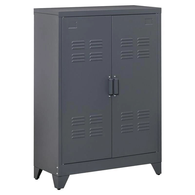 MOBILETTO MULTIUSO A 2 ANTE STILE INDUSTRIAL 75X33X110 CM GRIGIO