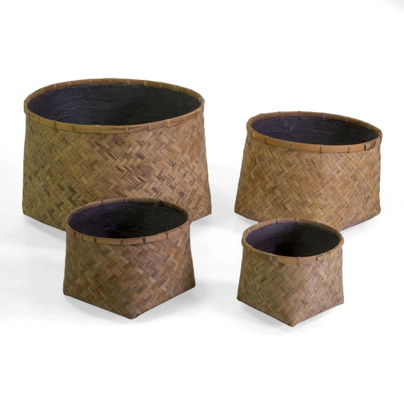 Portavaso cemento bambù 1-4 naturale tondo cm ø63h47