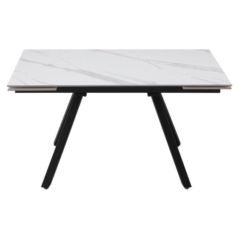 Tavolo Cooper 120(180)x80x76cm Top Ceramica Amica Bianco Marmorizzato Lucido