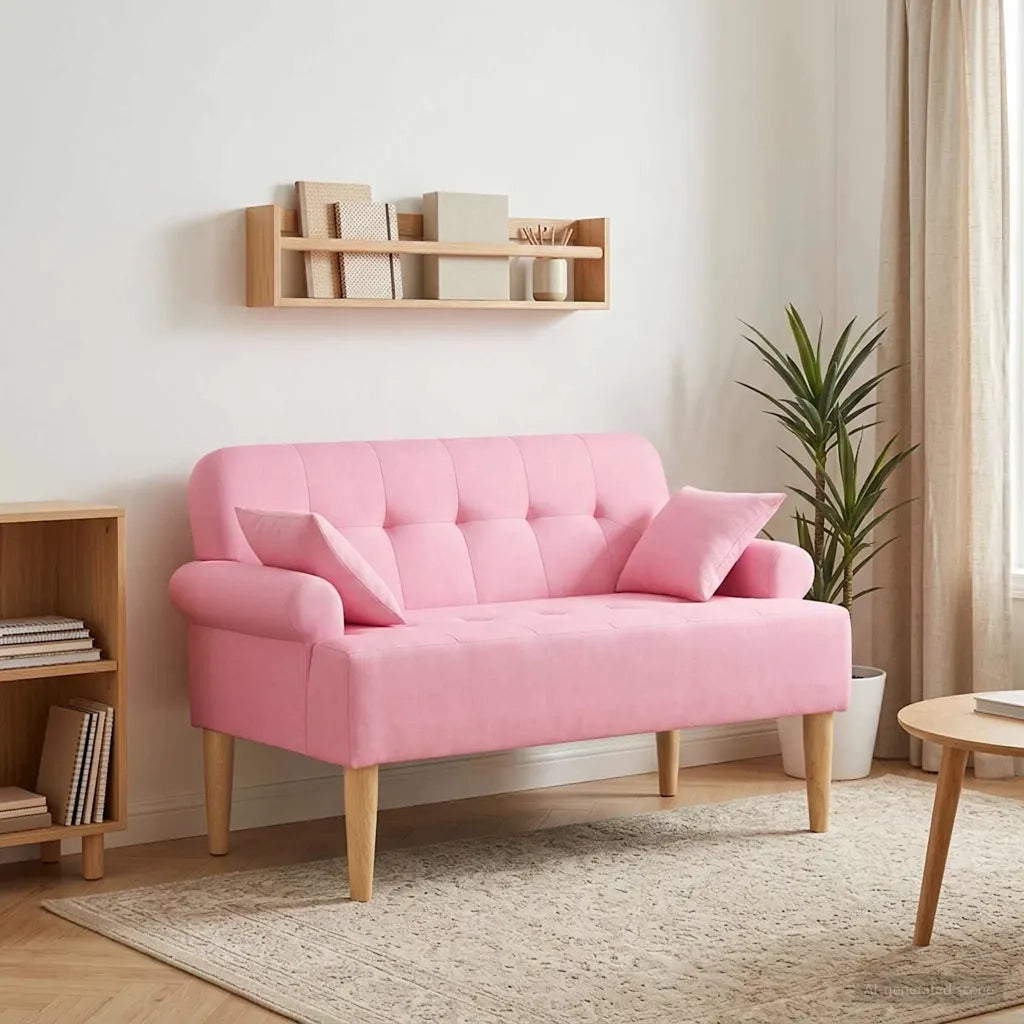 Loveseat con bottoni imbottiti Rosa 120 x 65 x 79 cm Tessuto 42041820