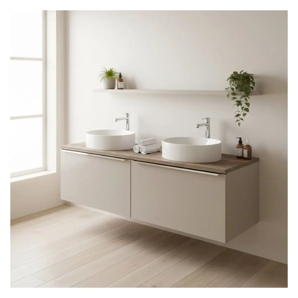 Set da bagno VANTA color talpa: mobile sottolavabo 160cm + piano lavabo