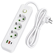 Multipresa Con Prolunga, 3 Prese + 2 Porte Usb-a + Usb-c Jnh020-3a White