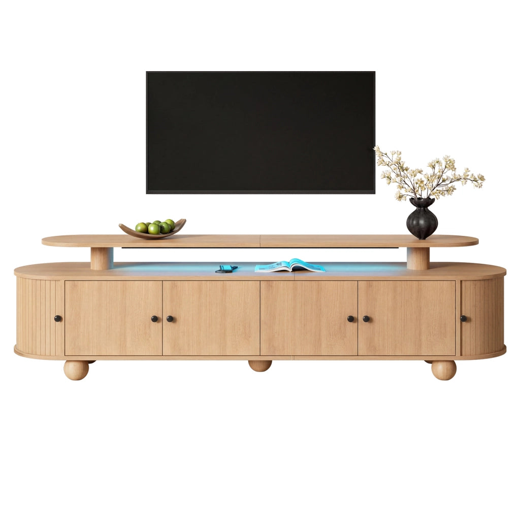 Mobile TV 180x40x48 cm con illuminazione LED ambiente in MDF naturale
