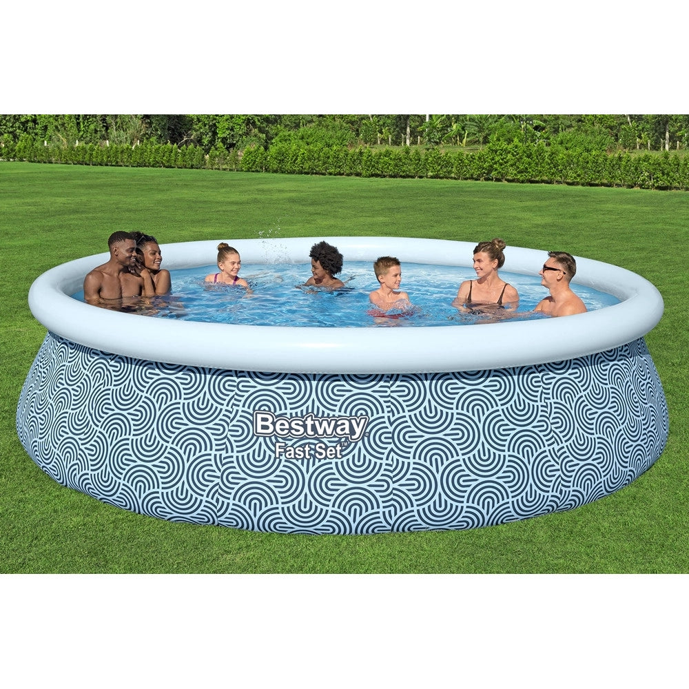 Trade Shop - Piscina Fuori Terra Fast Set Con Pompa Filtro ø457x107cm Design Geometrico Rotonda 57372 -