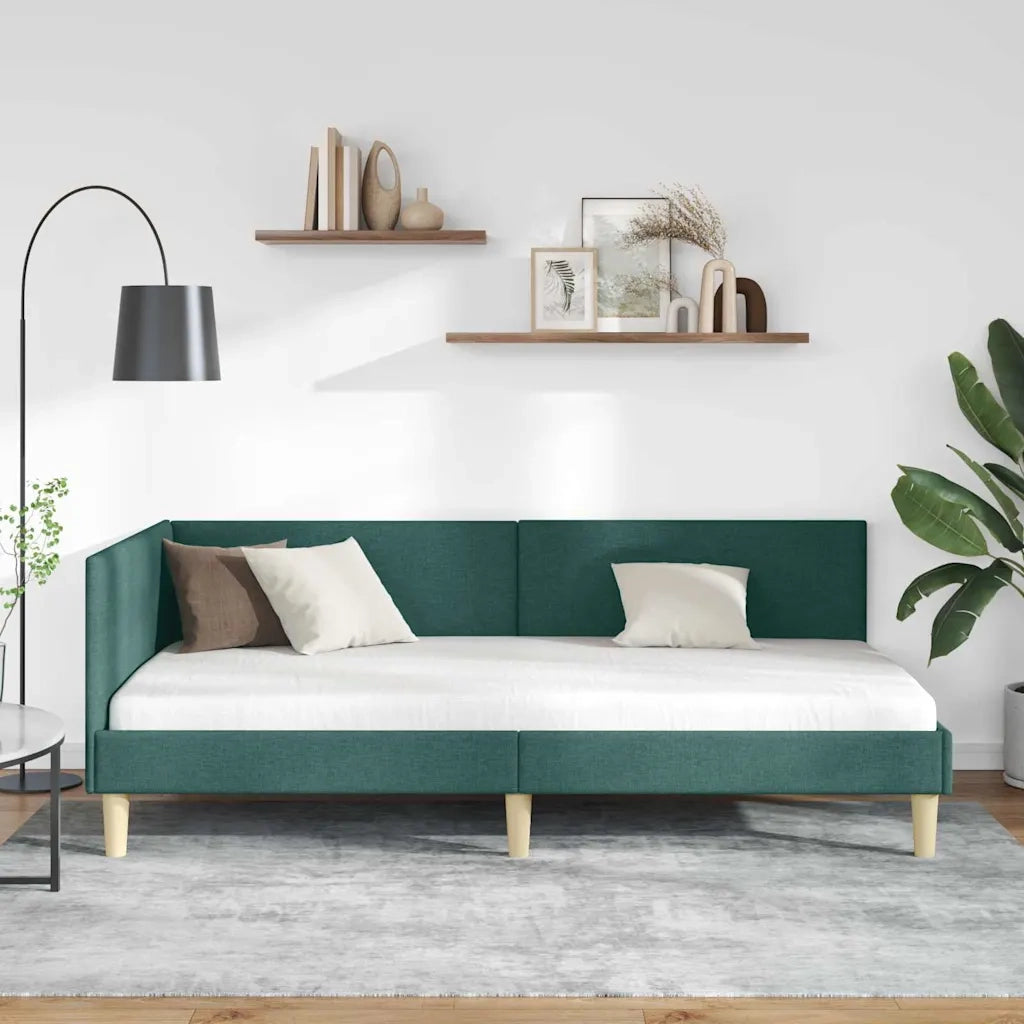Cornice del letto ad angolo Verde Scuro 90 cm x 200 cm 42016193