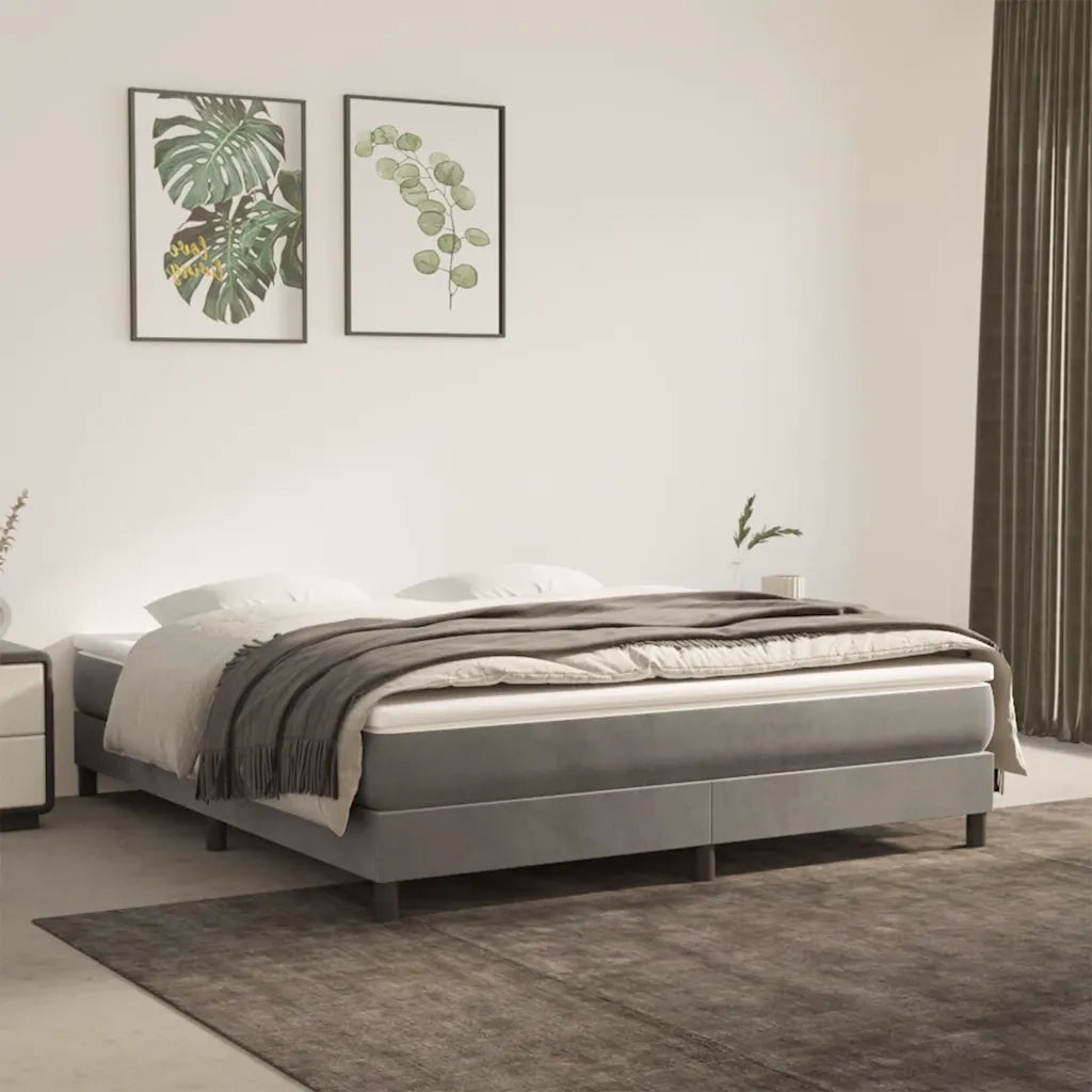 Materasso a Molle-Materasso per letto Grigio Chiaro 160x210x20 cm in Velluto