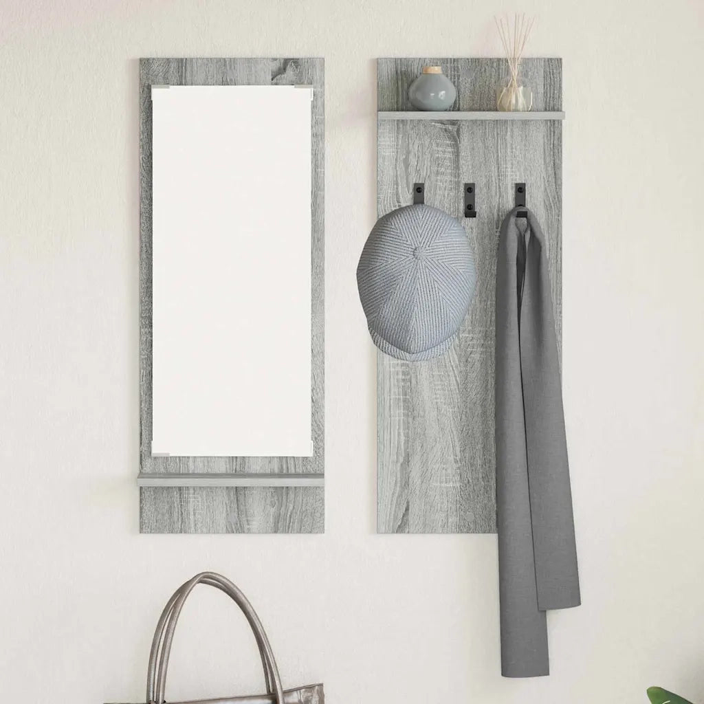 Appendiabiti a muro con specchio Grigio Sonoma 70 x 10 x 90 cm 874528