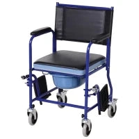 Sedia a Rotelle Bagno con Vaso Rimovibile in Tubi di Ferro e PVC 87 x 57 x 92cm