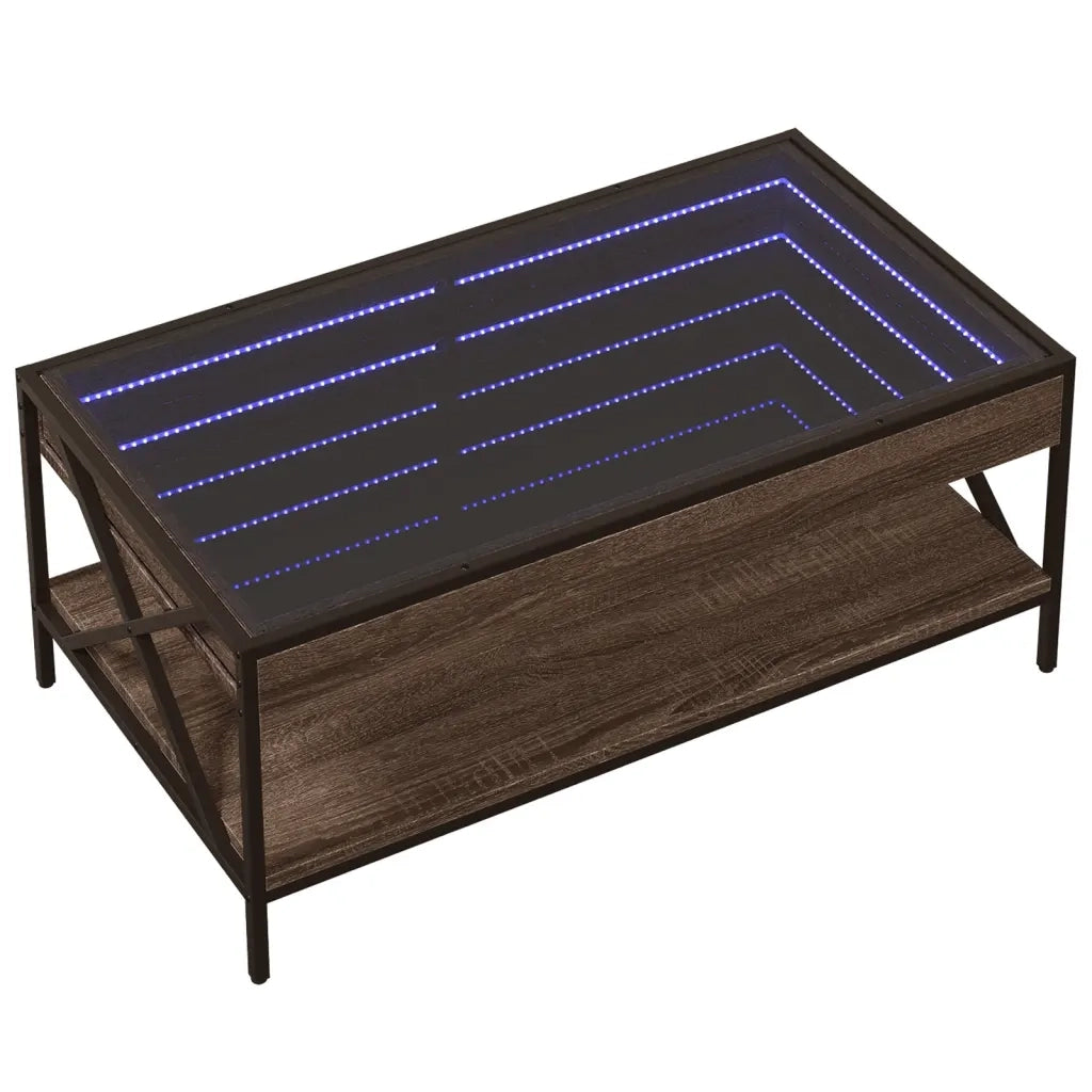 Tavolino da Salotto con LED Infinity Rovere Marrone 90x50x38 cm 847711