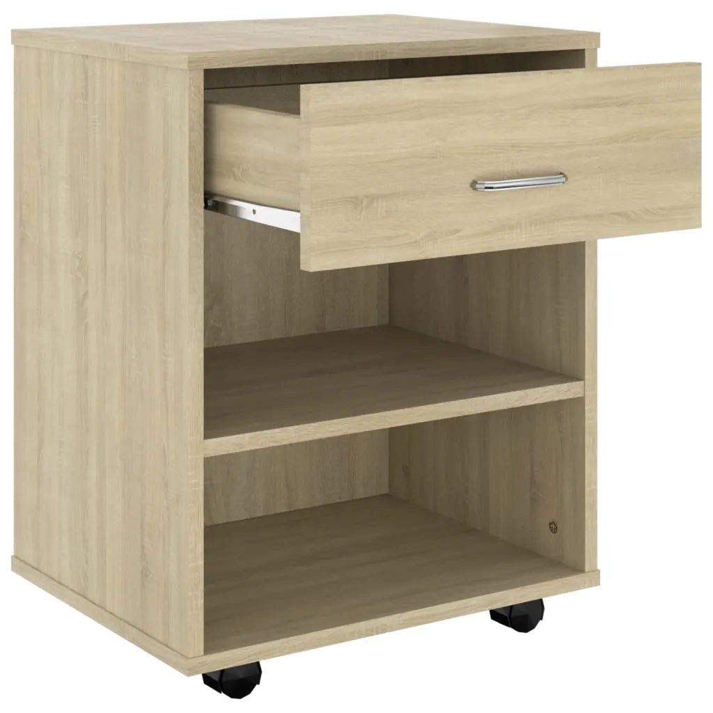 Mobiletto con Ruote Rovere Sonoma 46x36x59 cm Legno Multistrato 808470