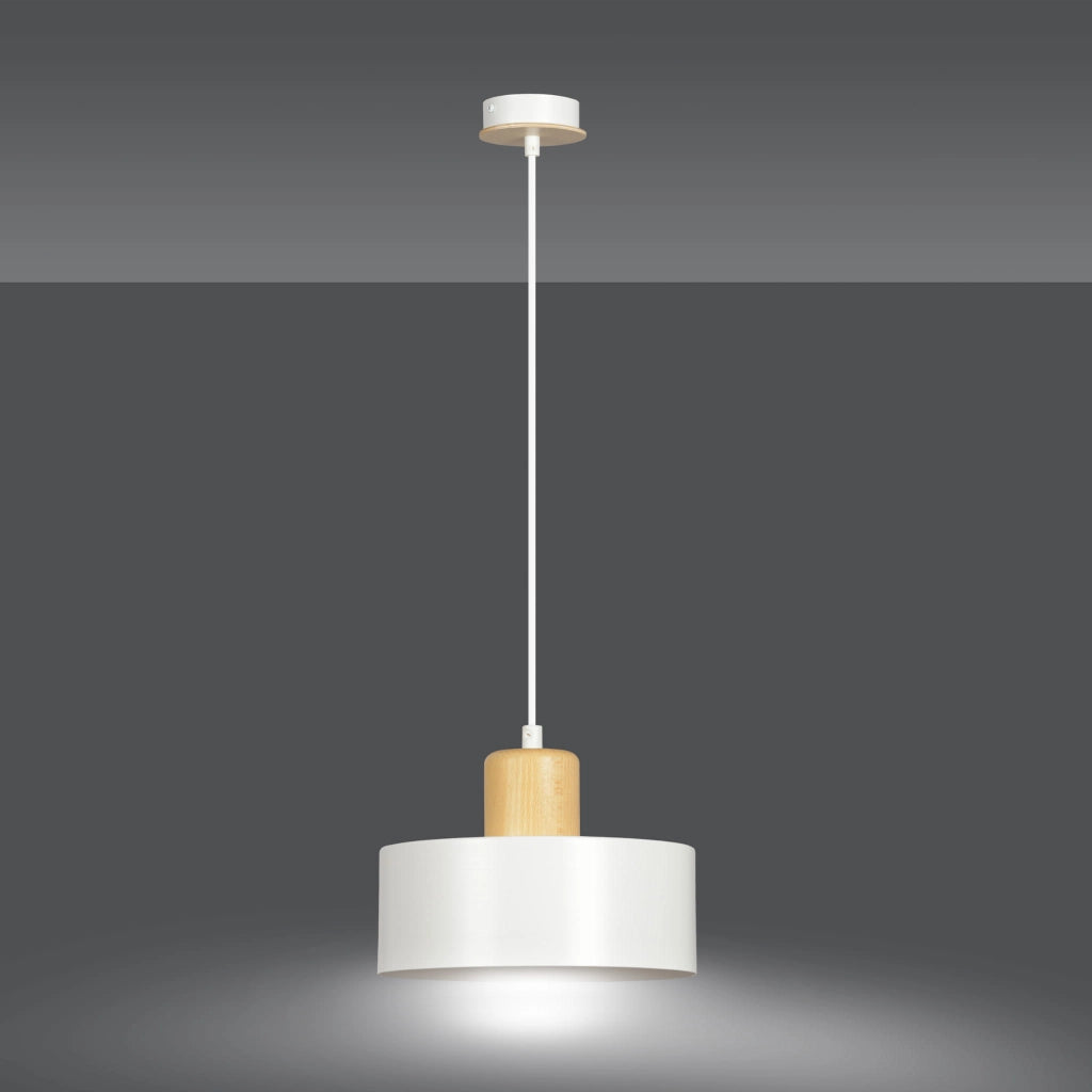 Lampada a sospensione Emibig Torin bianca legno E27