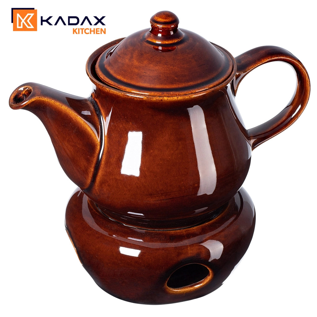Teiera KADAX con scaldatinta per erbe da 1 litro, in ceramica e gres.