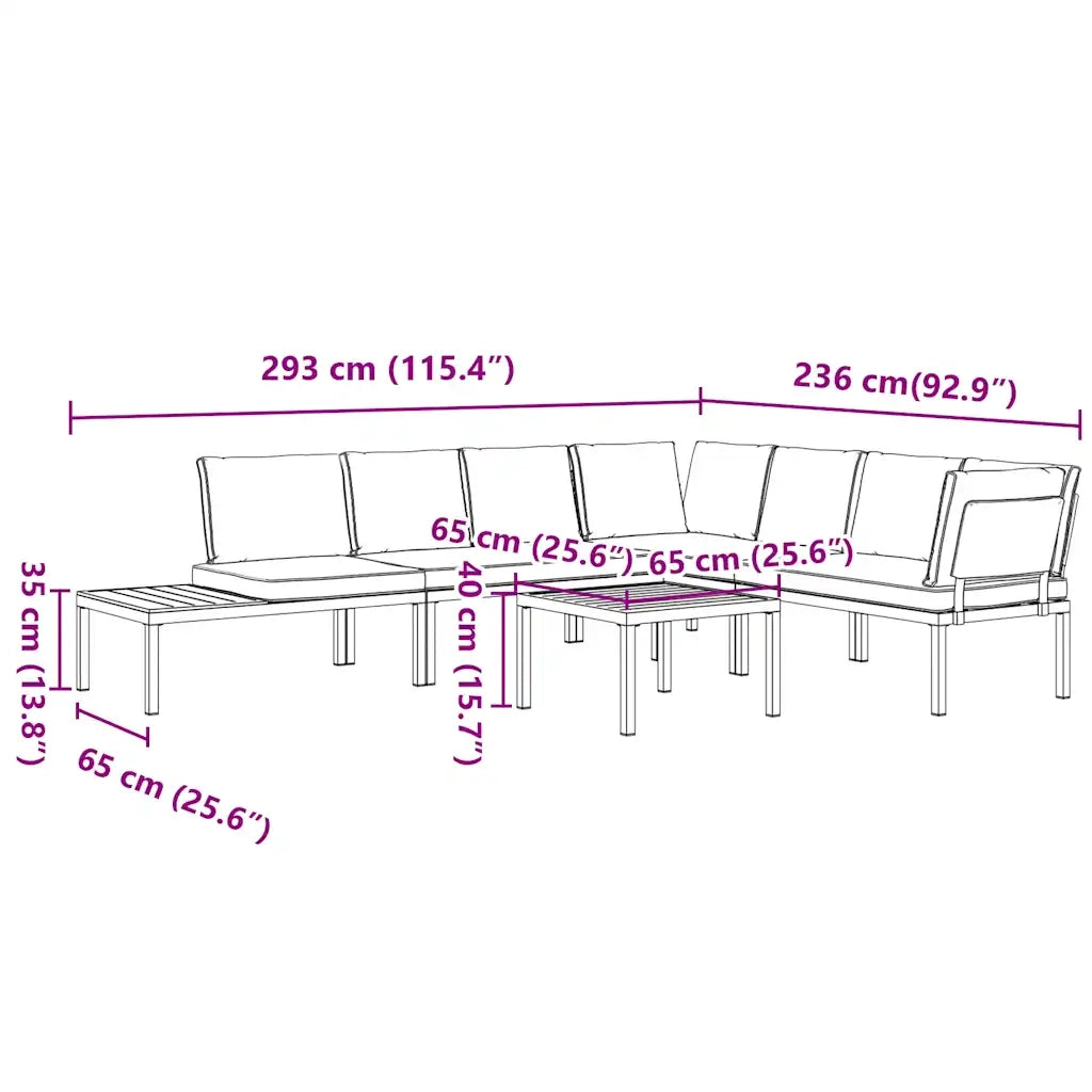 Set Divani da Giardino 5 pz con Cuscini in Alluminio Nero 3283681
