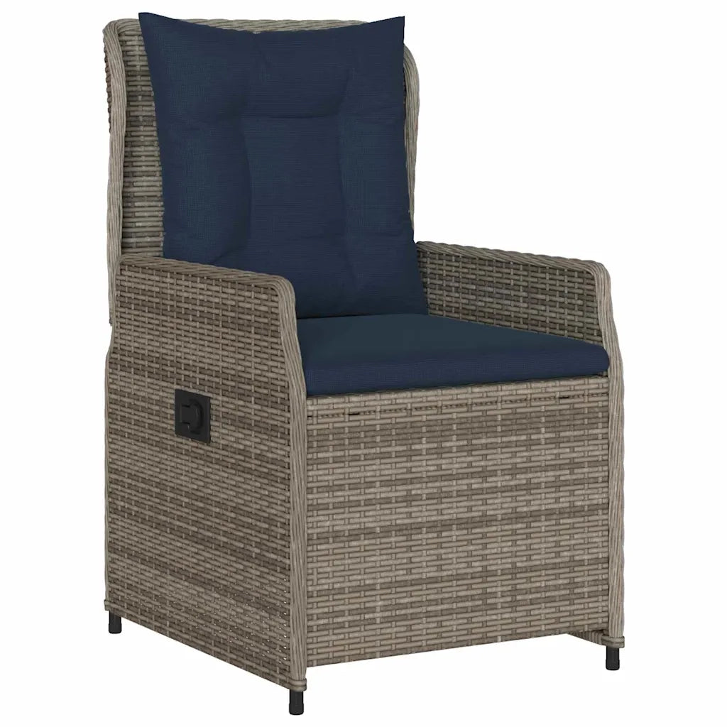 Set da Pranzo per Giardino con cuscino 7 pcs Grigio Poly Rattan 3381035