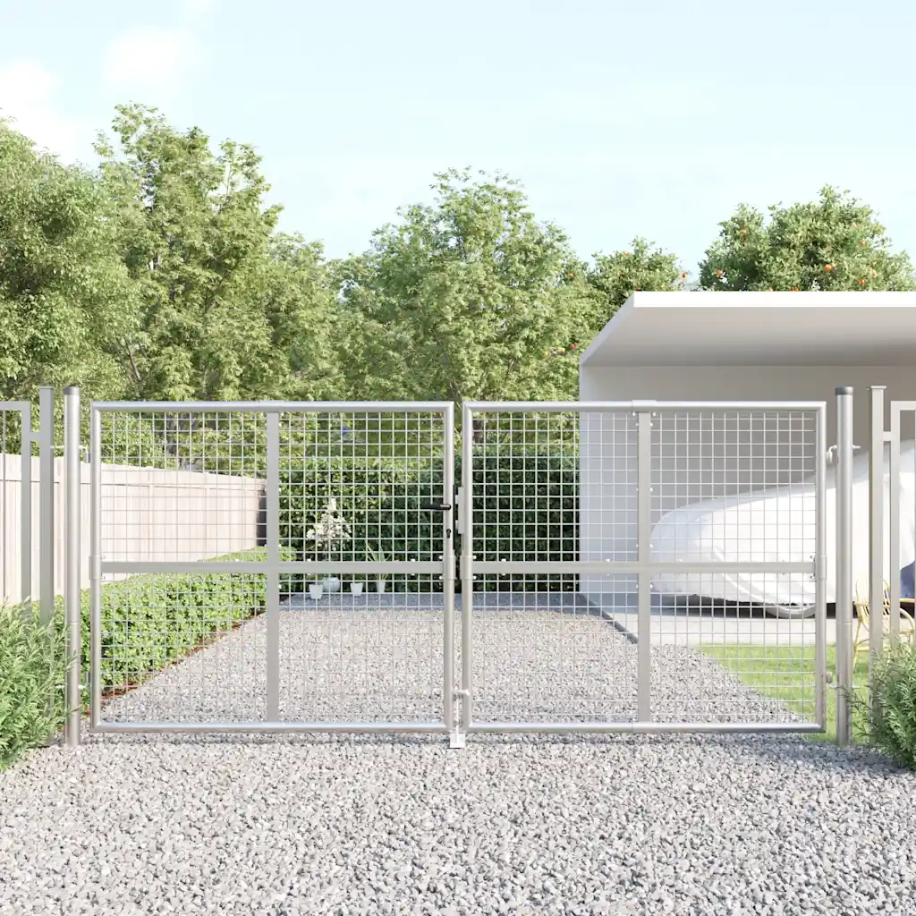 Cancello da Giardino in Rete Argento 300x125 cm in Acciaio Zincato 154531