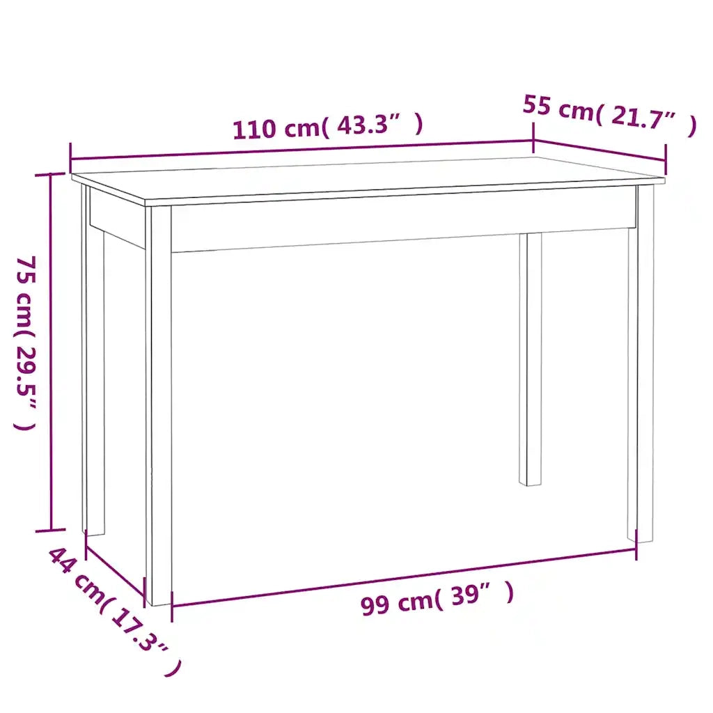 Tavolo da Pranzo Bianco 110x55x75 cm in Legno Massello di Pino cod mxl 19905