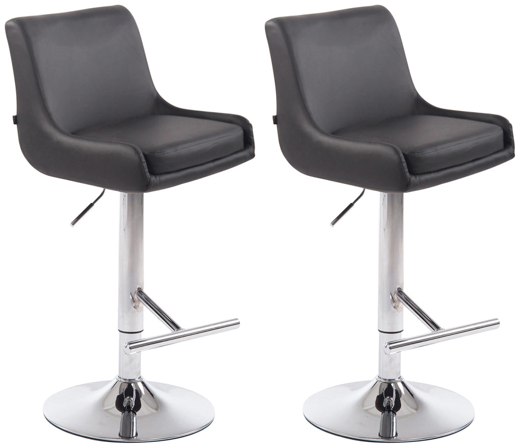 Set 2 Sgabelli Bancone Club in Similpelle grigio,cromo