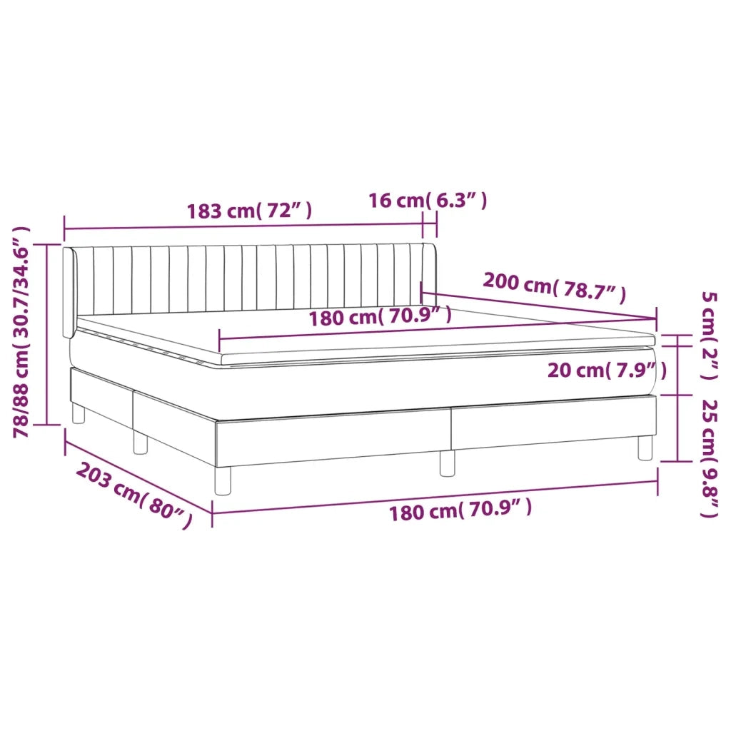 Giroletto a Molle con Materasso Grigio Scuro 180x200 cm Tessuto 3130450
