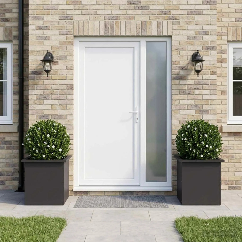 Fioriera da giardino con LED 2 pz Nero 40 x 40 x 40 cm Acciaio 8008127