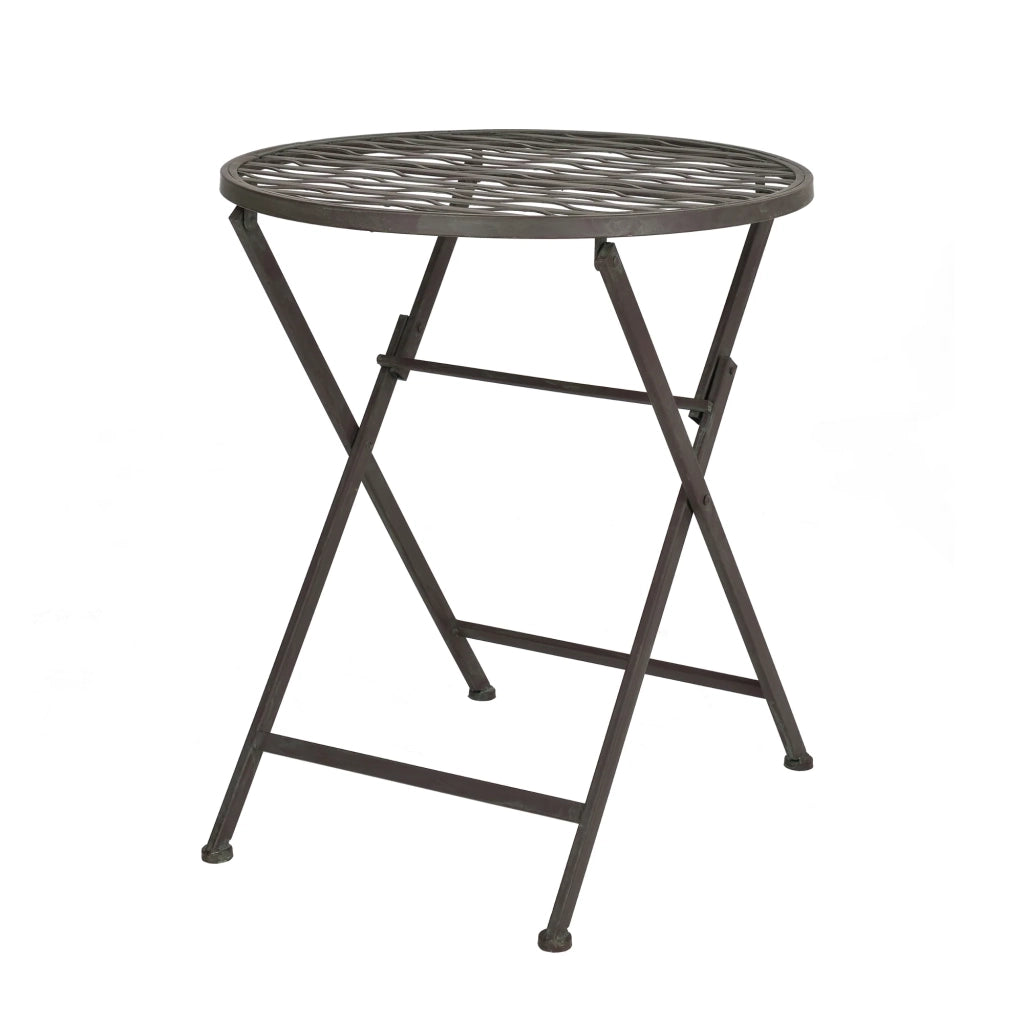 Set da bistrot in metallo verde scuro per il giardino con patina grigio chiaro 03_0006936