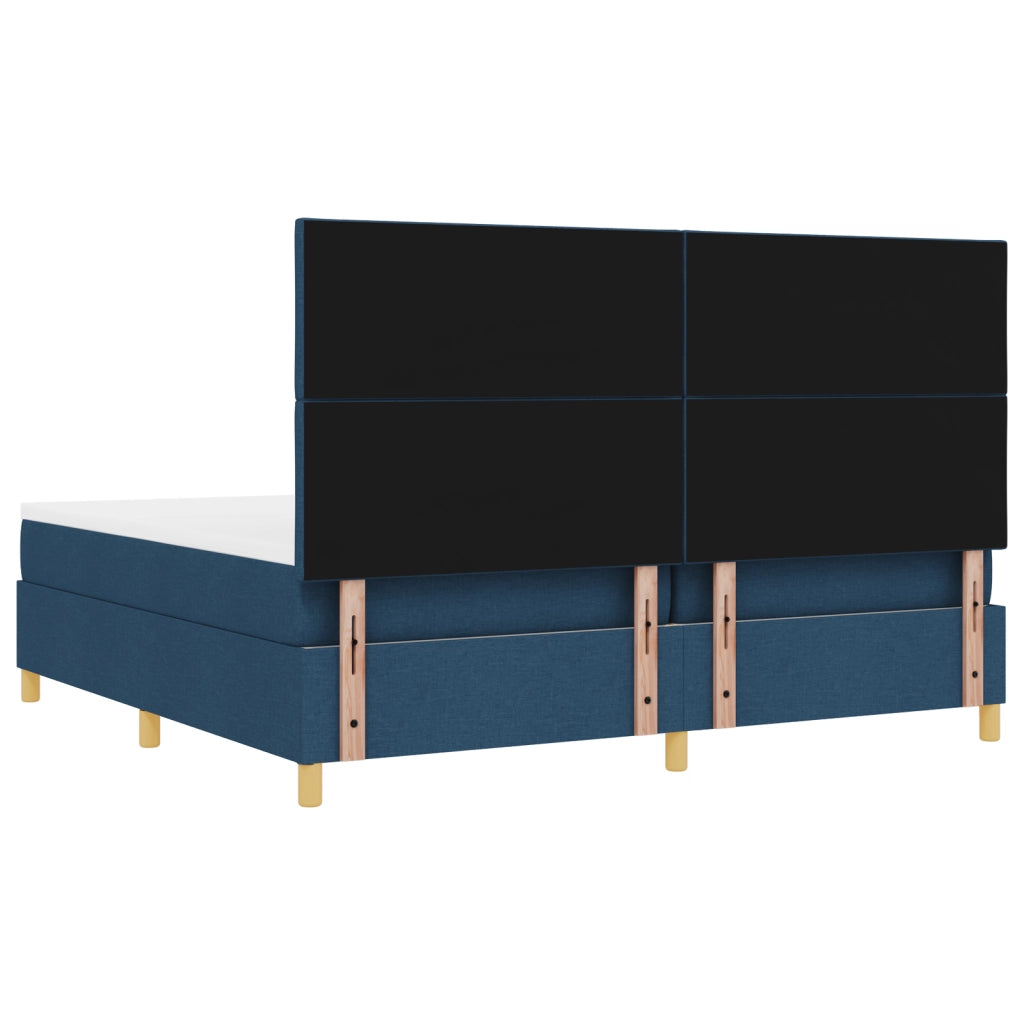 Letto con box spring con materasso e LED blu 200x200 cm in tessuto