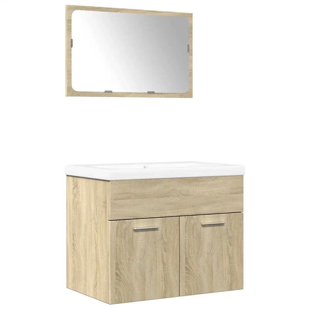 Set Mobili da Bagno 3 pz Rovere Sonoma in Legno Multistrato 3324987