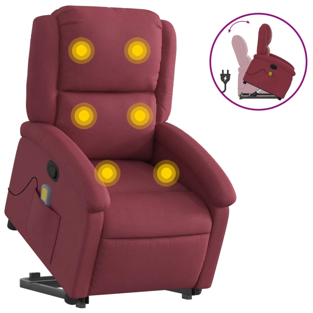 Poltrona Alzapersona Massaggio Reclinabile Rosso Vino Tessutocod mxl 84940