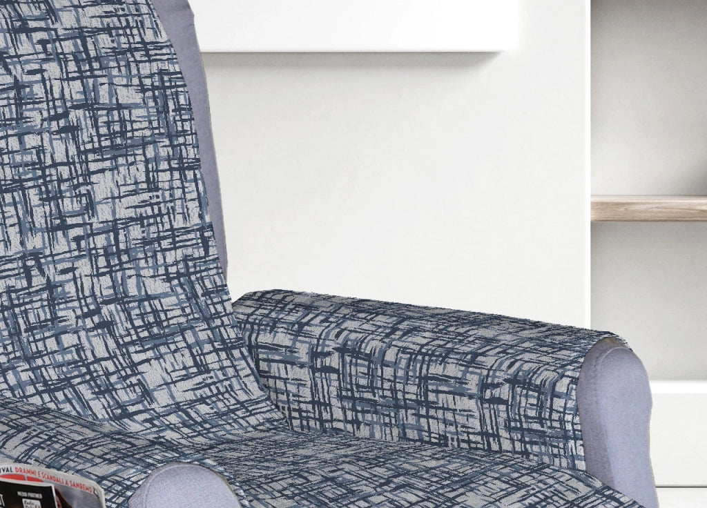 Copripoltrona Reclinabile Trapuntata Reticolo Poltrona Relax Rigata Linea Pensieri Delicati - Poltrona - Blu