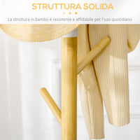 Appendiabiti da Terra 8 Ganci 37,8x175,6 cm in Bambù Legno e Metallo Legno/Bianco