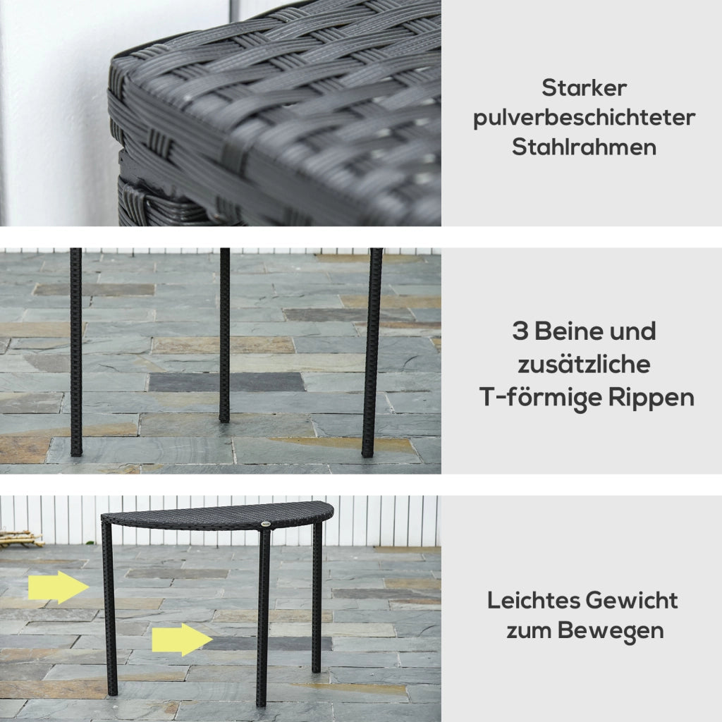 Tavolino da giardino ¨C zephmum ¨C Polyrattan, metallo, nero, 100x50x74 cm