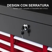 Cassetta per Attrezzi a 6 Cassetti in Acciaio con Serratura, 60x26x34cm, Nero e Rosso