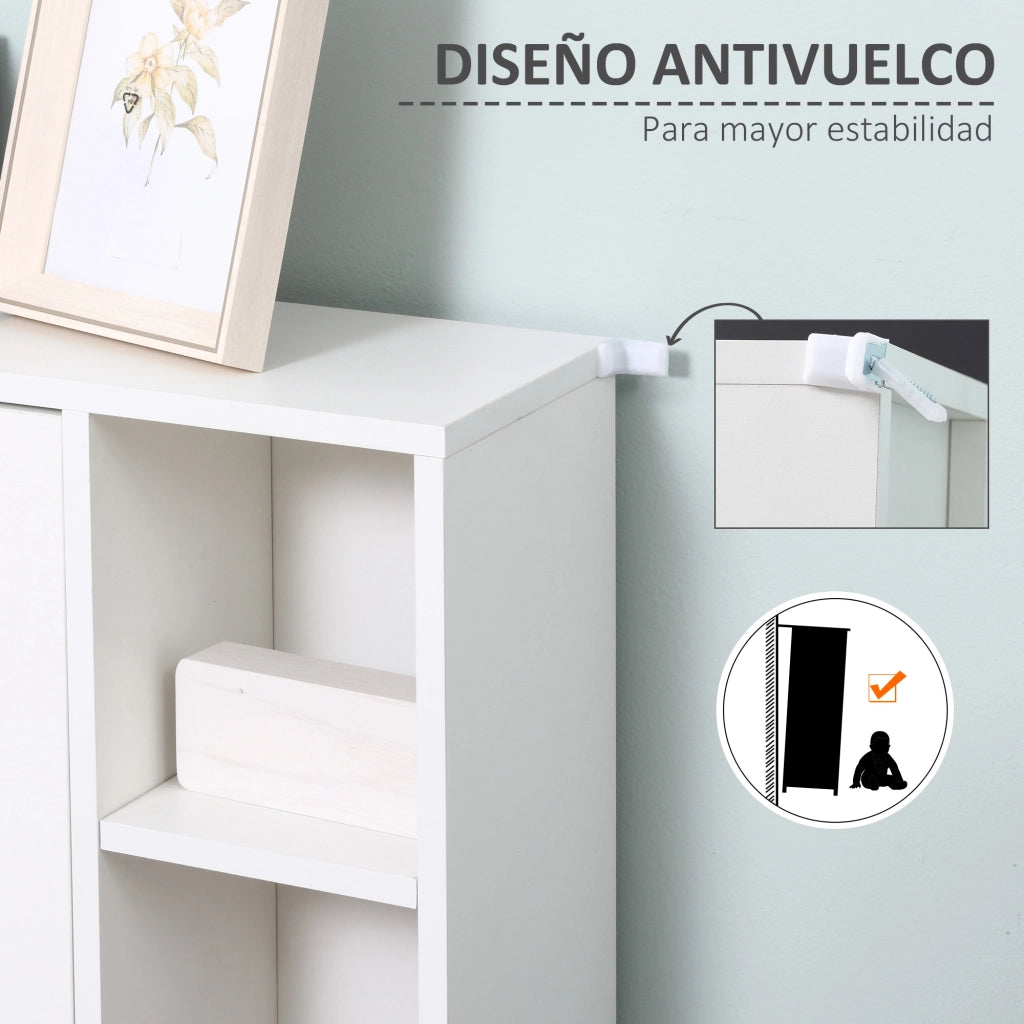 Armadietto da Bagno in Legno con 8 Ripiani e 1 Anta ¨C zephmum ¨C Bianco 71x22x100 cm