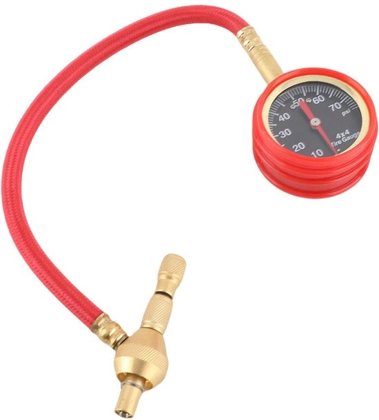 Misuratore di pressione pneumatica corrosione resistente - Deflattore attrezzo - Orologio preciso - Metro di alta qualità in bronzo - Adatto per pneumatici fuoristrada - Protezione in gomma - Misuratore di pressione pneumatica