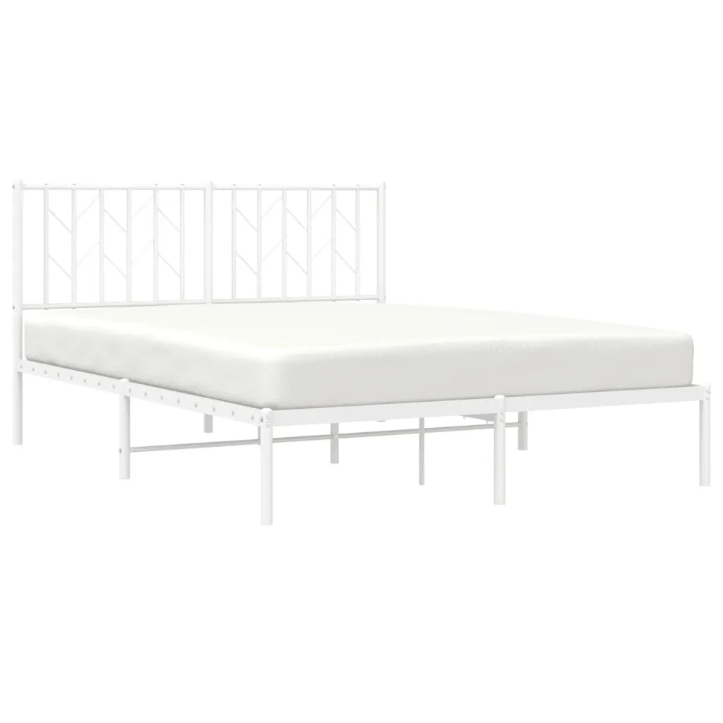 Letto matrimoniale | Letto per adulti | Giroletto con Testiera Metallo Bianco 140x190 cm