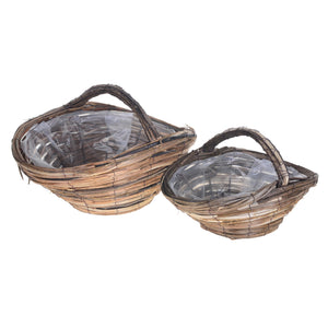 Set 2 Cesti Ovali in Vimini con Manico Larghezza 47 cm