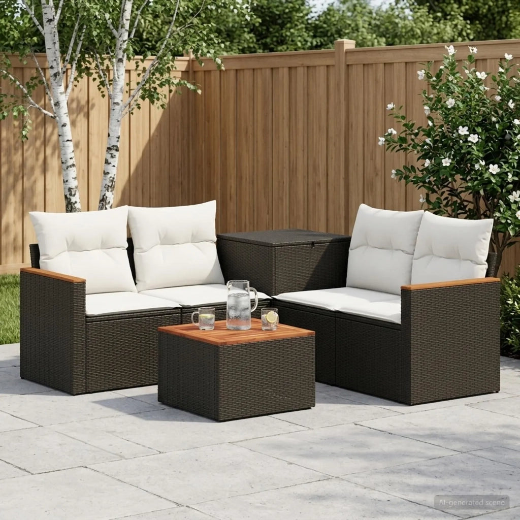 Set di divani 6 pz Nero e Bianco Crema 3447614