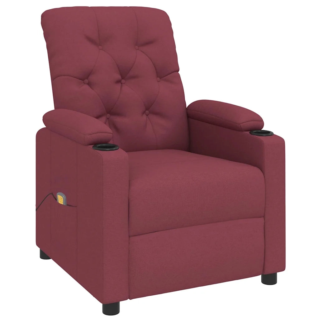 Poltrona Massaggiante | Sedia Relax Elettrica Rosso Vino in Tessuto