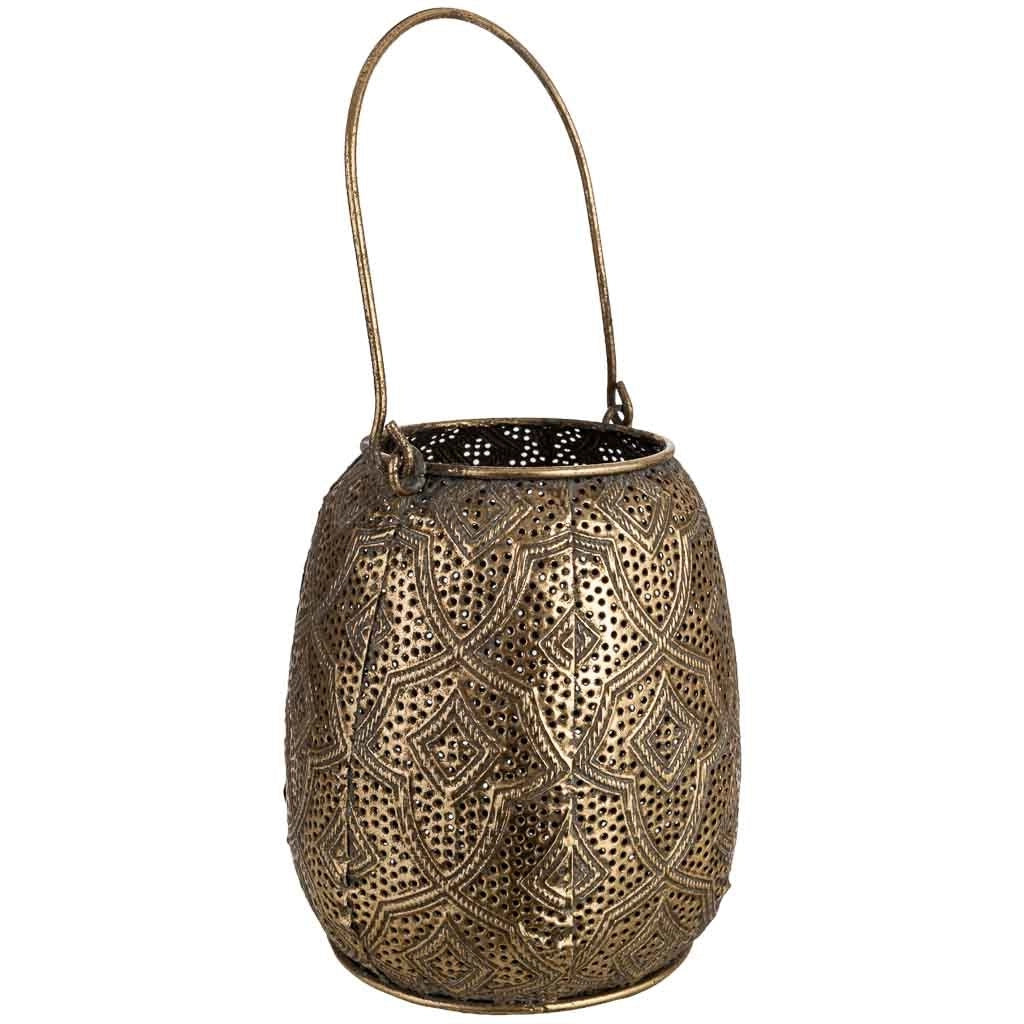Portacandele in metallo dorato 16x16x18 cm (altezza)