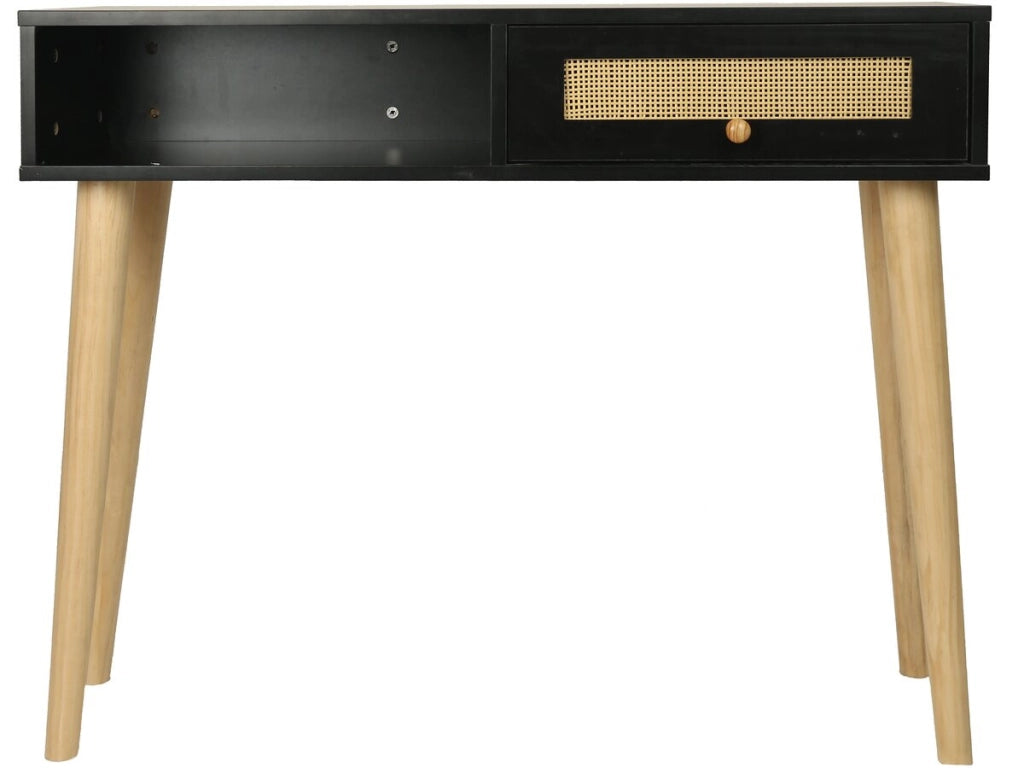Consolle in canna "Marine" - 100 x 29 x 81 cm - Nera
