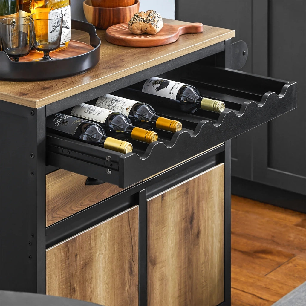 Carrello Cucina Con Ruote Credenza Cucina Mobile Cucina Nero 89x40x87cm FKW122-SCH