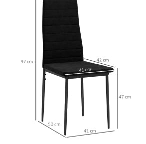 Set di 4 sedie da pranzo 41x50x97 cm con schienale alto ergonomico in metallo nero