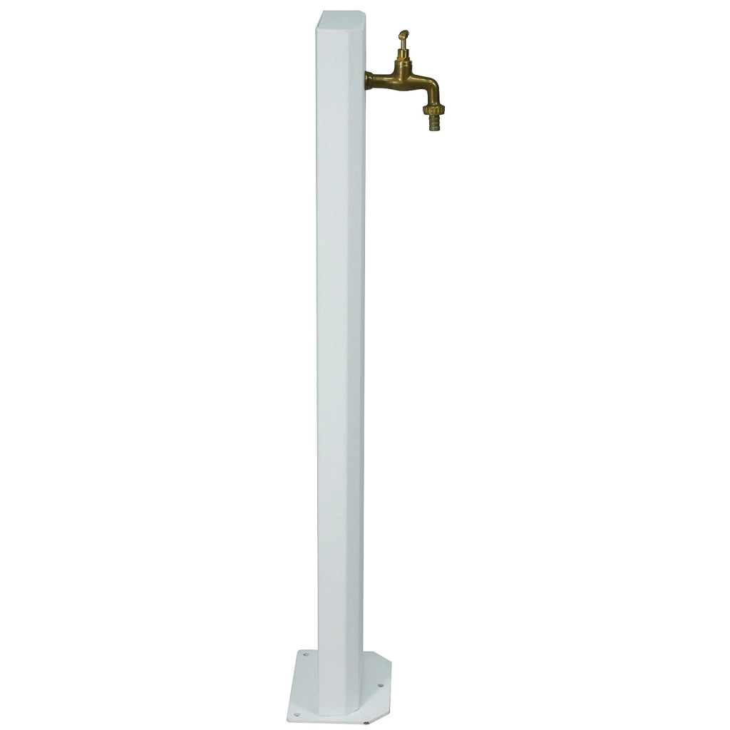 Fontanella da Giardino con Rubinetto in Ottone 20x10x100 cm in Acciaio Bianco