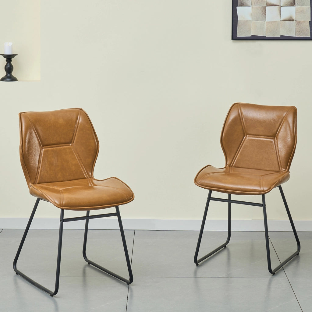 SEDIE da pranzo Set da 2 pezzi 63 x 50,5 x 50 cm Pelle Marrone Metallo