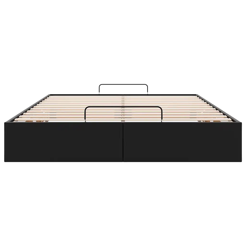 Struttura Letto Pouf senza Materasso Nero 140x200 cm Similpelle