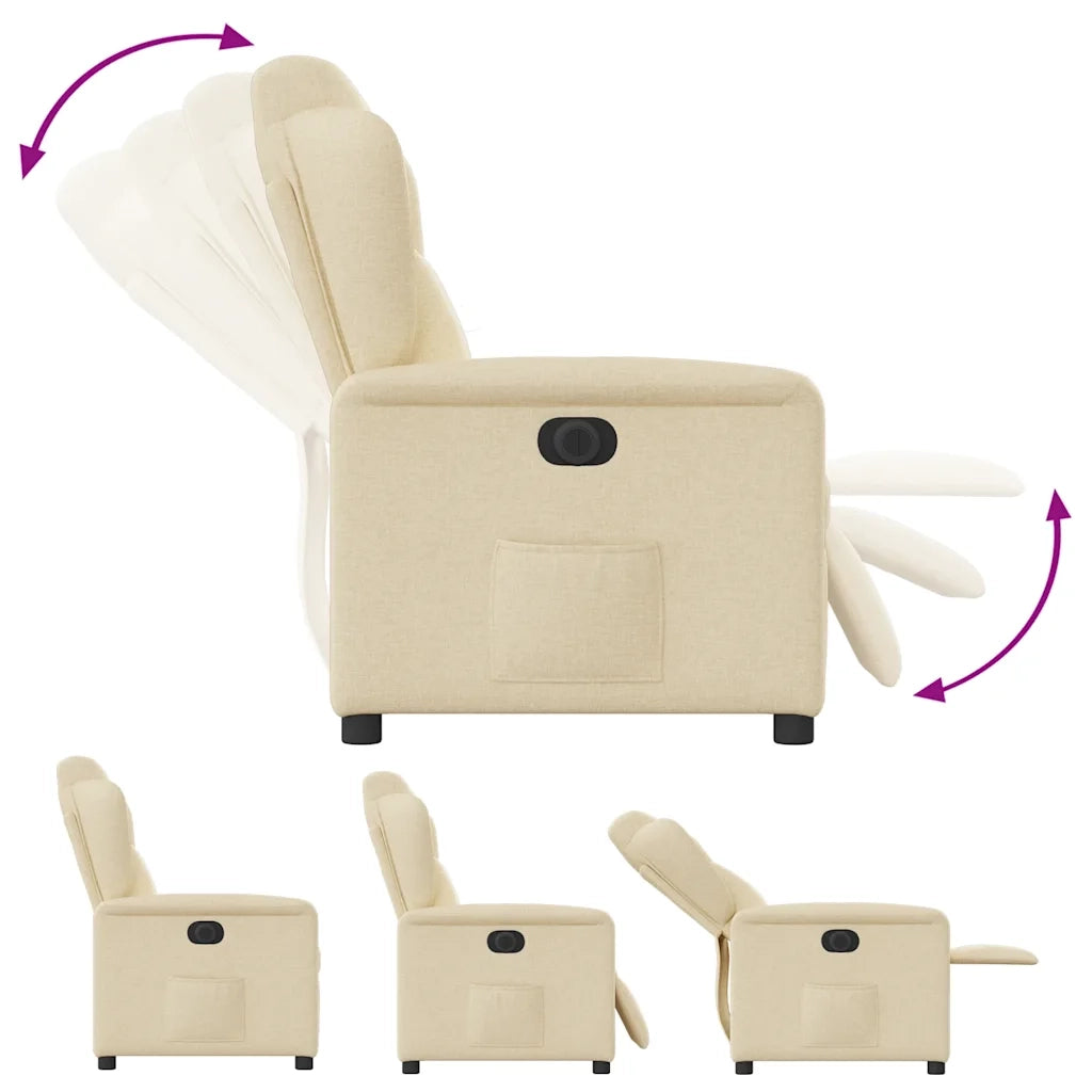 vidaXL Poltrona Elettrica Reclinabile Crema in Tessuto