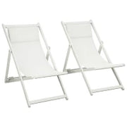 Set 2 Sedie Poltrona Sdraio da Esterni Pieghevoli e Reclinabili in Alluminio, 96.5x58x91.5 cm, Beige