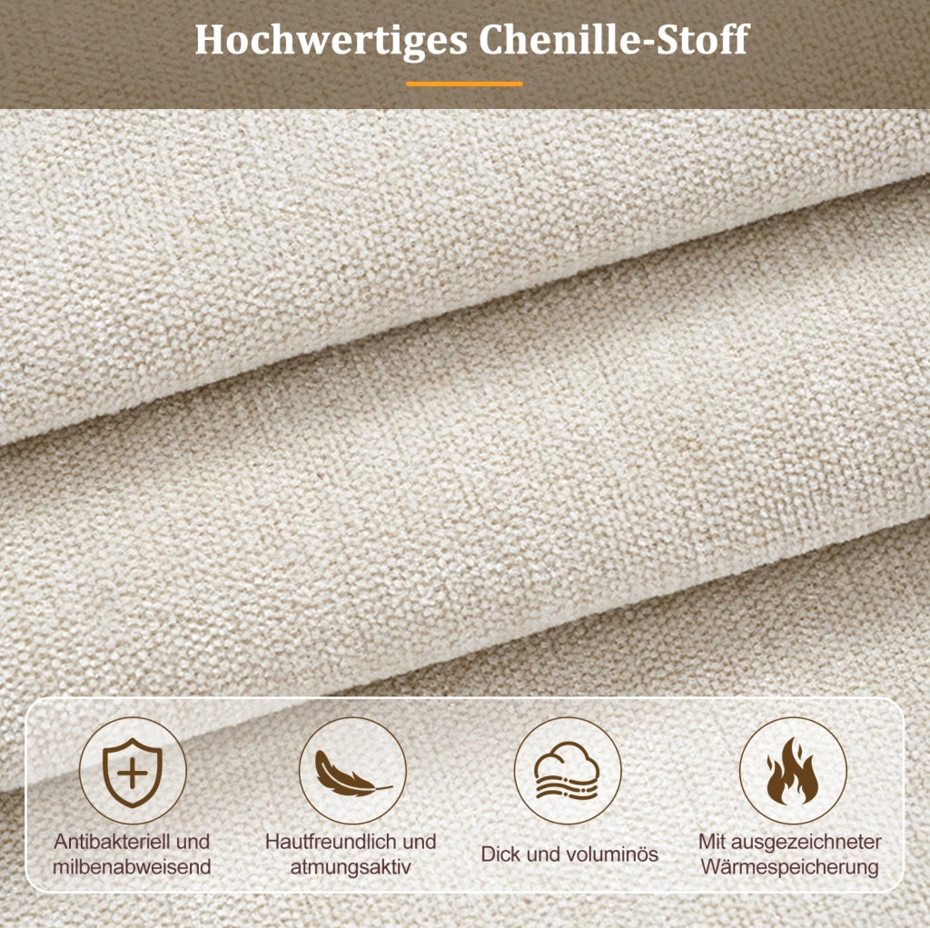 Letto matrimoniale beige in chenille 180x200 cm con rete