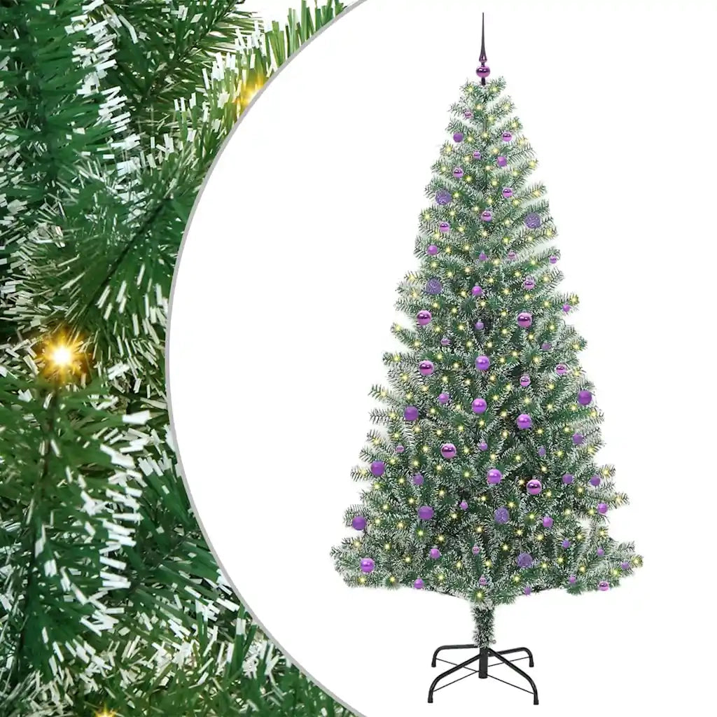 Albero di Natale Artificiale-Albero Natalizio Imbiancato con Luci LED 240 cm 337441